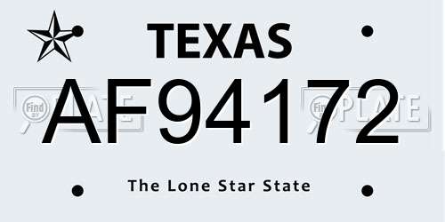 AF94172 Texas License Plate