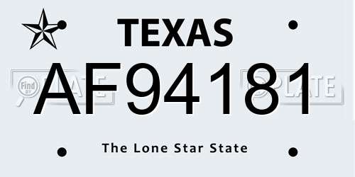 AF94181 Texas License Plate