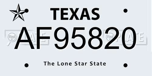 AF95820 Texas License Plate