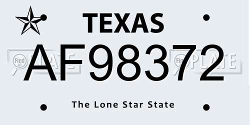 AF98372 Texas License Plate