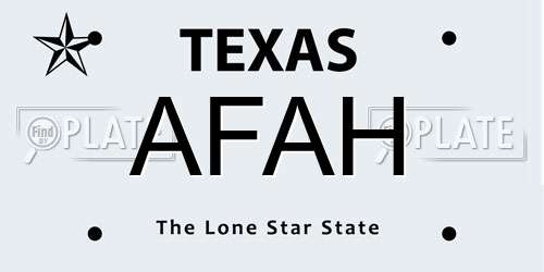 AFAH Texas License Plate
