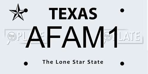 AFAM1 Texas License Plate