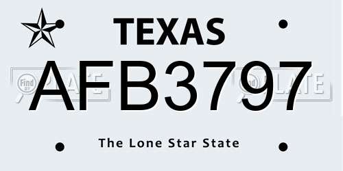 AFB3797 Texas License Plate