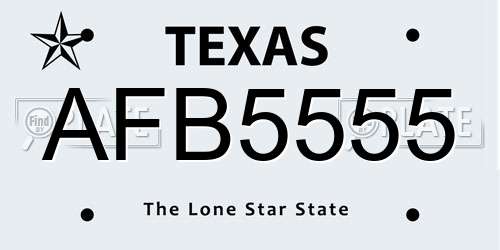 AFB5555 Texas License Plate