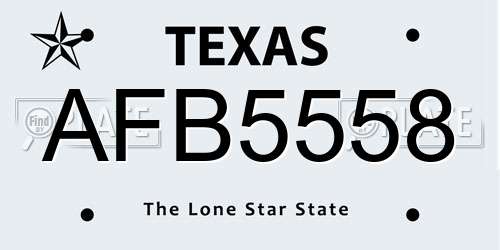 AFB5558 Texas License Plate