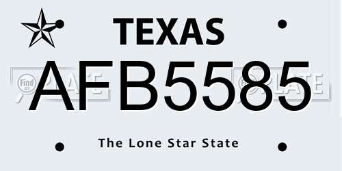 AFB5585 Texas License Plate