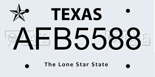 AFB5588 Texas License Plate