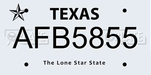 AFB5855 Texas License Plate