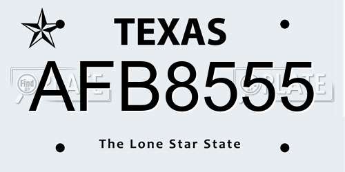AFB8555 Texas License Plate