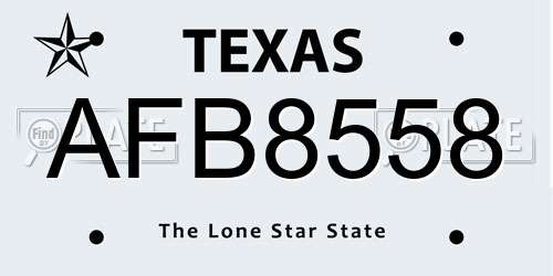 AFB8558 Texas License Plate