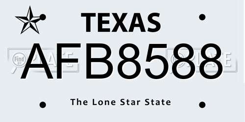 AFB8588 Texas License Plate