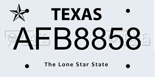 AFB8858 Texas License Plate