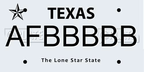 AFBBBBB Texas License Plate