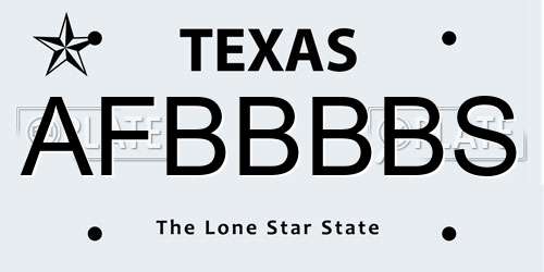 AFBBBBS Texas License Plate