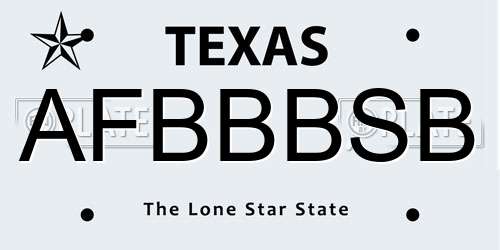 AFBBBSB Texas License Plate