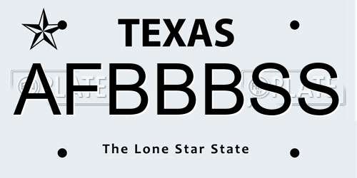 AFBBBSS Texas License Plate