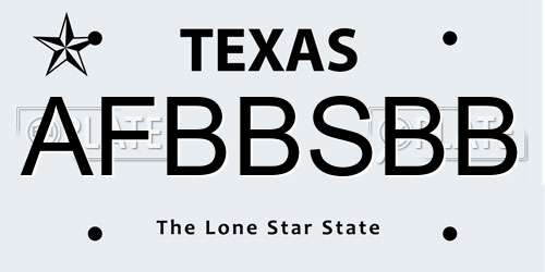 AFBBSBB Texas License Plate