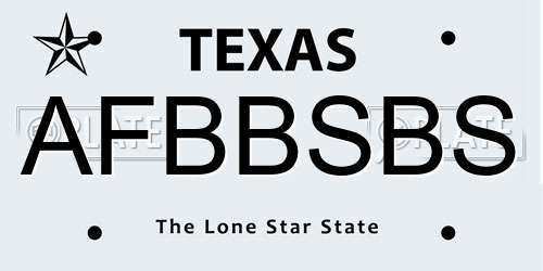 AFBBSBS Texas License Plate