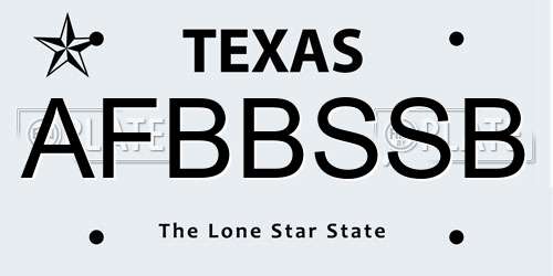 AFBBSSB Texas License Plate