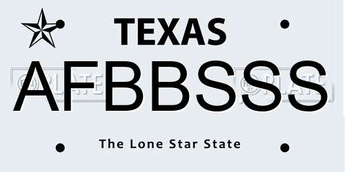 AFBBSSS Texas License Plate