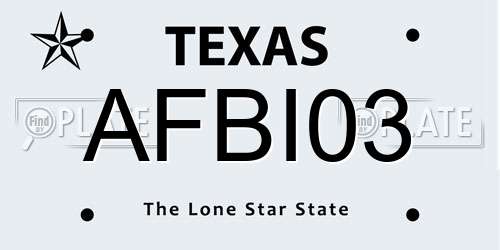 AFBI03 Texas License Plate