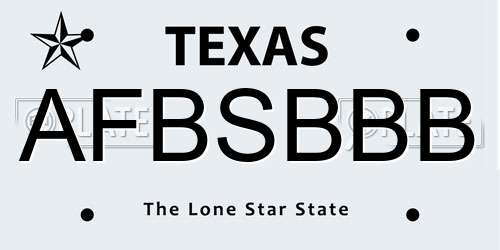 AFBSBBB Texas License Plate