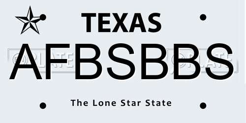 AFBSBBS Texas License Plate