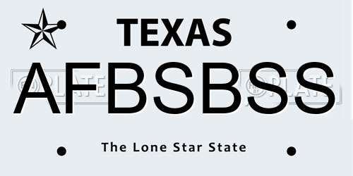 AFBSBSS Texas License Plate