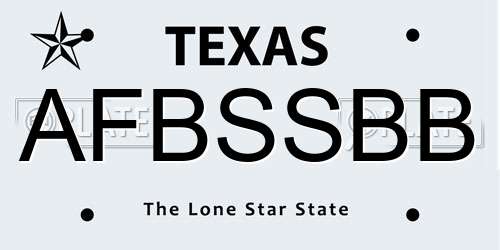 AFBSSBB Texas License Plate