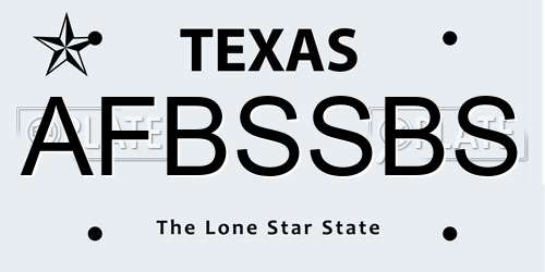 AFBSSBS Texas License Plate