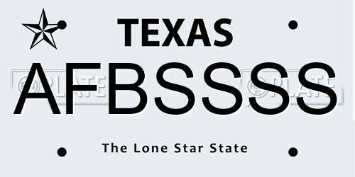 AFBSSSS Texas License Plate