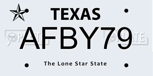 AFBY79 Texas License Plate