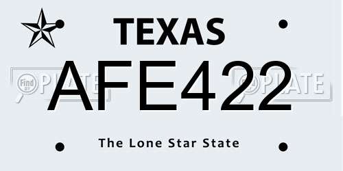 AFE422 Texas License Plate