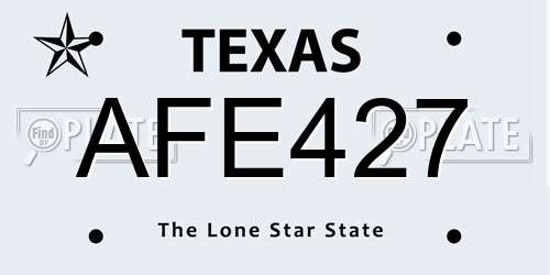 AFE427 Texas License Plate