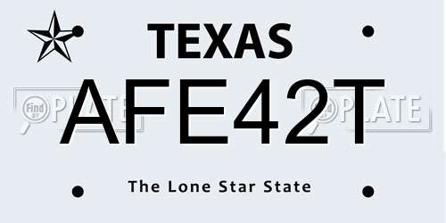 AFE42T Texas License Plate