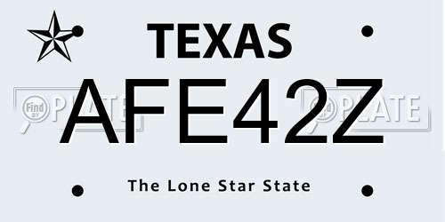AFE42Z Texas License Plate