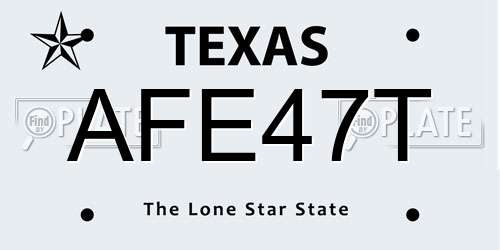 AFE47T Texas License Plate