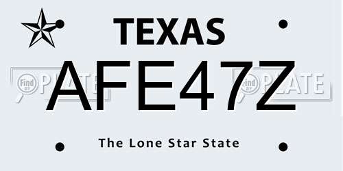AFE47Z Texas License Plate
