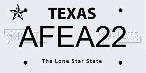 AFEA22 Texas License Plate