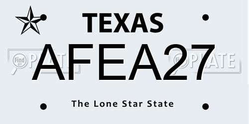 AFEA27 Texas License Plate