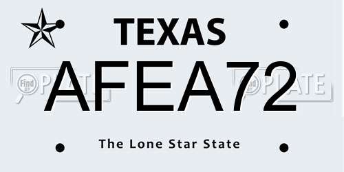 AFEA72 Texas License Plate