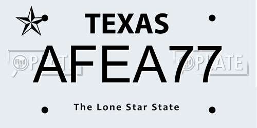 AFEA77 Texas License Plate