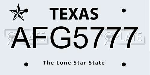 AFG5777 Texas License Plate