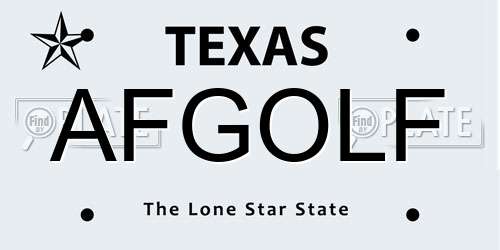 AFGOLF Texas License Plate