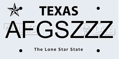 AFGSZZZ Texas License Plate