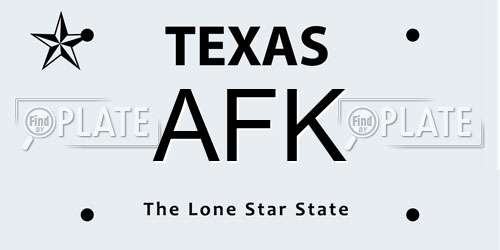 AFK Texas License Plate