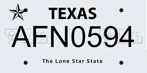 AFN0594 Texas License Plate