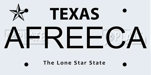 AFREECA Texas License Plate