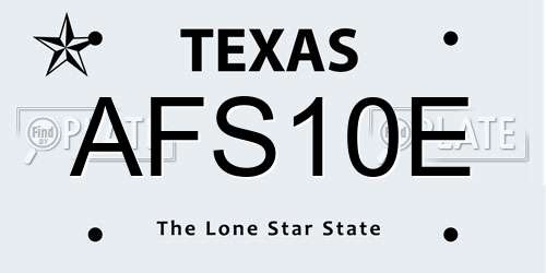 AFS10E Texas License Plate