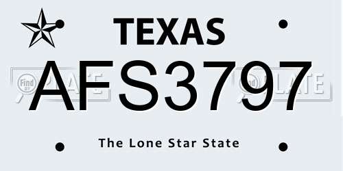 AFS3797 Texas License Plate